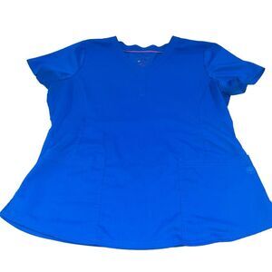 Purple Label by Healing Hands Bright Blue Cerulean Scrub Top - Size XL